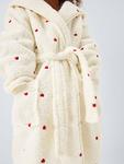 Детский халат из флиса с мини-сердечками John Lewis, Off White - фото 6