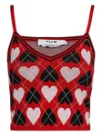 Вязаный топ с узором в виде сердца MSGM, красный - фото