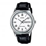 Часы CASIO Waterproof Quartz White DialBlack Strap Mens WhiteBlack Analog, белый - фото