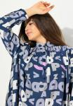 Блуза LETTER LONG SLEEVE COLLARED GRAPHIC Ulla Popken, темно-синий - фото 3