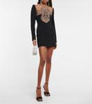 Мини-платье с деталями из макраме David Koma, черный - фото 2