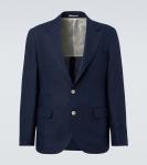 Льняной блейзер Brunello Cucinelli, темно-синий - фото
