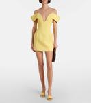 Мини-платье из шерстяного крепа с открытыми плечами David Koma, Yellow - фото 2
