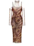 Платье миди Janet с абстрактным принтом JULFER, коричневый - фото