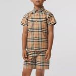 Детская рубашка Burberry, хаки - фото 5