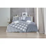 Постельное белье Primera «Basic Percale» в современном клетчатом дизайне, синий/белый - фото 2