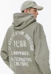 Худи PULL&BEAR WASHED WITH BACK SLOGAN, Grey - фото