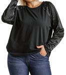 Топ со звездами и сетчатыми рукавами черного цвета umgee - фото