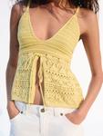 Вязаный топ Bershka, Yellow - фото 5