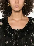 Платье мини с цветочным принтом и оборками CHLOÉ, черный - фото 5