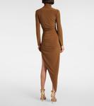 Платье миди с драпировкой и асимметричным кроем Norma Kamali, бронзовый - фото 3