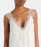 Шелковое платье с кружевной аппликацией Róhe, кремовый - фото 4