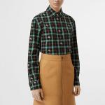 Рубашка женская Burberry в клетку, зеленый - фото 3