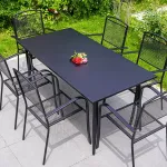 Комплект садовой мебели: 2 кованых стула, стол квадратный из закаленного стекла, черный - фото 2