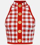 Кроп-топ в клетку Balmain, красный - фото