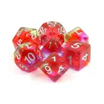 Набор Poly — Цветок граната с серебром (7), Dice Sets - Resin/Acrylic - Rainbow & Multi-Colored (Foam Brain Games) - фото