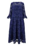 Платье миди с кружевными деталями Talbot Runhof, синий - фото