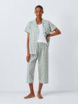 Комплект пижамы Gingham укороченный John Lewis, Khaki/Ivory - фото 3