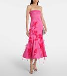 Платье миди с цветочной аппликацией Rotate, Hot Pink - фото 2