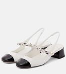 Лаковые туфли-лодочки на ремешке Miu Miu, Bianco+Nero - фото 4