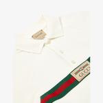 Полосатая рубашка-поло из эластичного хлопка с нашивкой-логотипом для 4–12 лет Gucci, слоновая кость - фото 2