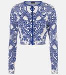 Укороченный кардиган косой вязки Etro, синий - фото