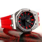 Часы Casio G-Shock Analog-Digital 2100 Series, арт. GA-2100-1A1, 44 мм, красный/серебристый/черно-красный - фото 3