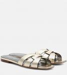 Кожаные шлепанцы Tribute Nu Pieds 05 Saint Laurent, золотой - фото