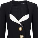 Мини-платье из крепа с декоративными пуговицами BALMAIN, черное - фото 7