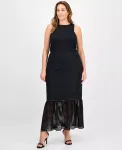 Платье с теневой полоской Plus Size Adrianna, черный - фото