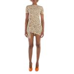 Rabanne Леопардовый принт Драпированное короткое платье - фото