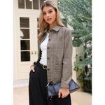 Укороченная клетчатая куртка-рубашка для женщин, рубашка с длинными рукавами, модная осенняя рубашка на пуговицах с карманами. Inspire Chic - фото 3