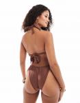 Треугольный бикини-топ New Look коричневого цвета - фото 2
