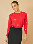 Свитер с принтом звезд с круглым вырезом Yumi, Red - фото 3