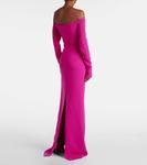 Платье из крепа с декоративными элементами Costarellos, Magenta - Crystal - фото 3