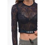 Кружевной укороченный топ ICON с длинными рукавами Dsquared2, синий - фото 3