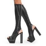 Сапоги до колена на платформе с надписью Give It Up Lamoda, черный - фото