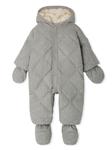 Bonpoint дутый ромпер с капюшоном, серый - фото