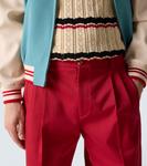 Прямые брюки из хлопкового твила Valentino, Raspberry - фото 5