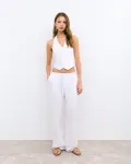Струящиеся женские брюки со льном Brownie, белый - фото