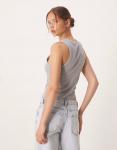 Майка в рубчик серого меланжевого цвета Asos Design - фото 2