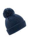 Светоотражающая шапка-бини с помпоном Beechfield, темно-синий - фото
