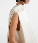 Кокон деконструированное сатиновое мини-платье Toteme, экрю - фото 5