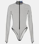 Сетчатое боди Mugler, черный - фото