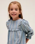 Полосатое платье для девочки Dadati, синий/белый - фото 3