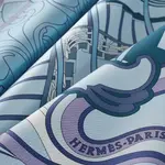 HERMES Шёлковый шарф унисекс синий, Blue - фото 6