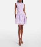 Мини-платье с поясом и кружевом Self-Portrait, Lilac - фото 2