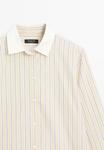 Блуза Massimo Dutti STRIPED WITH CONTRAST DETAIL, Beige - фото 8