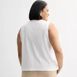 Плюс сайз майка с вышитым краем Croft & Barrow, белый - фото 2