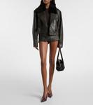 Низкие кожаные микрошорты Alex Perry, Dark Brown - фото 2